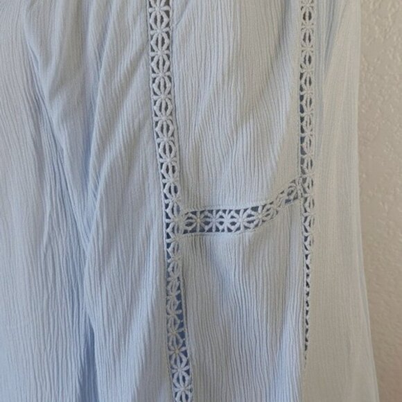 Sanctuary XXL Blouse Say So Lace-Inset Convertible On or Off-Shoulder Light Blue - Picture 6 of 8